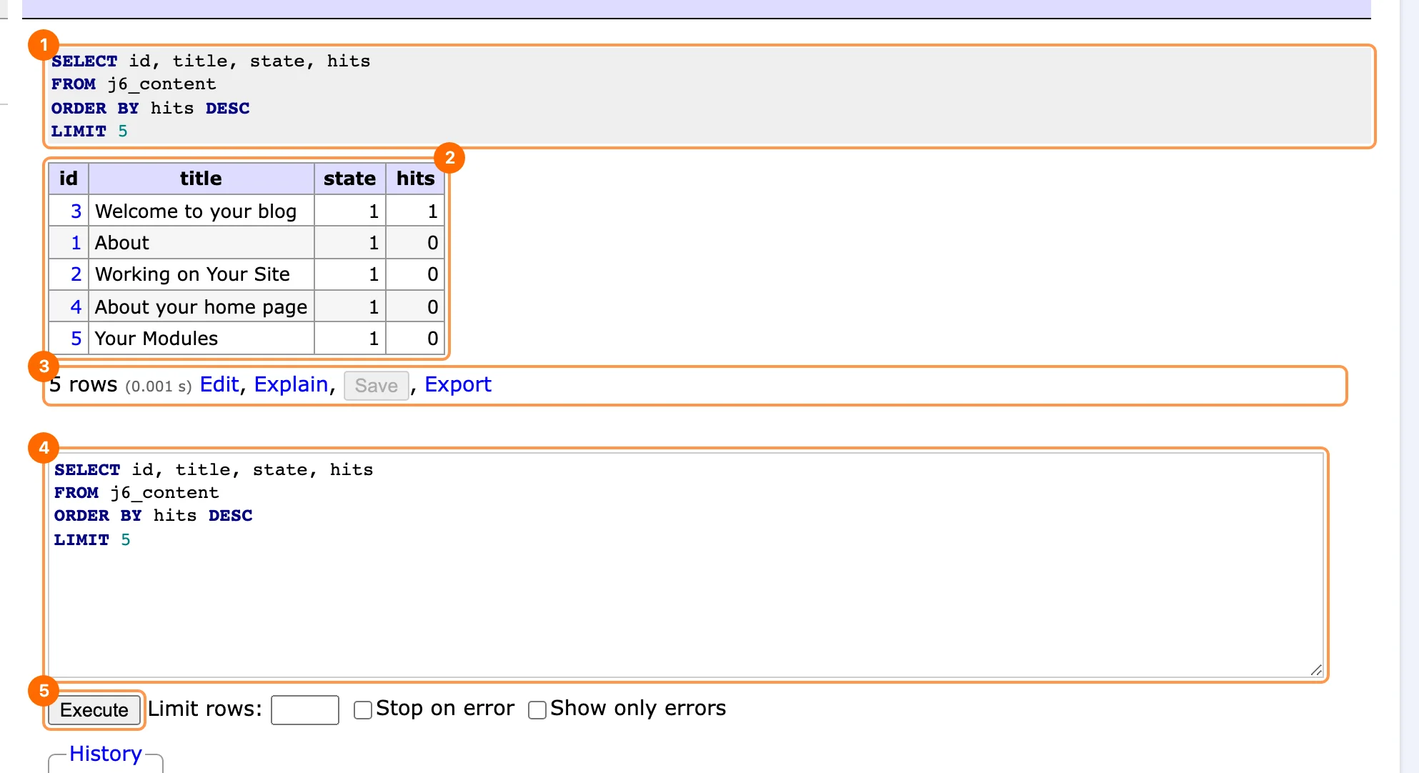 Run an SQL query in PX Adminer