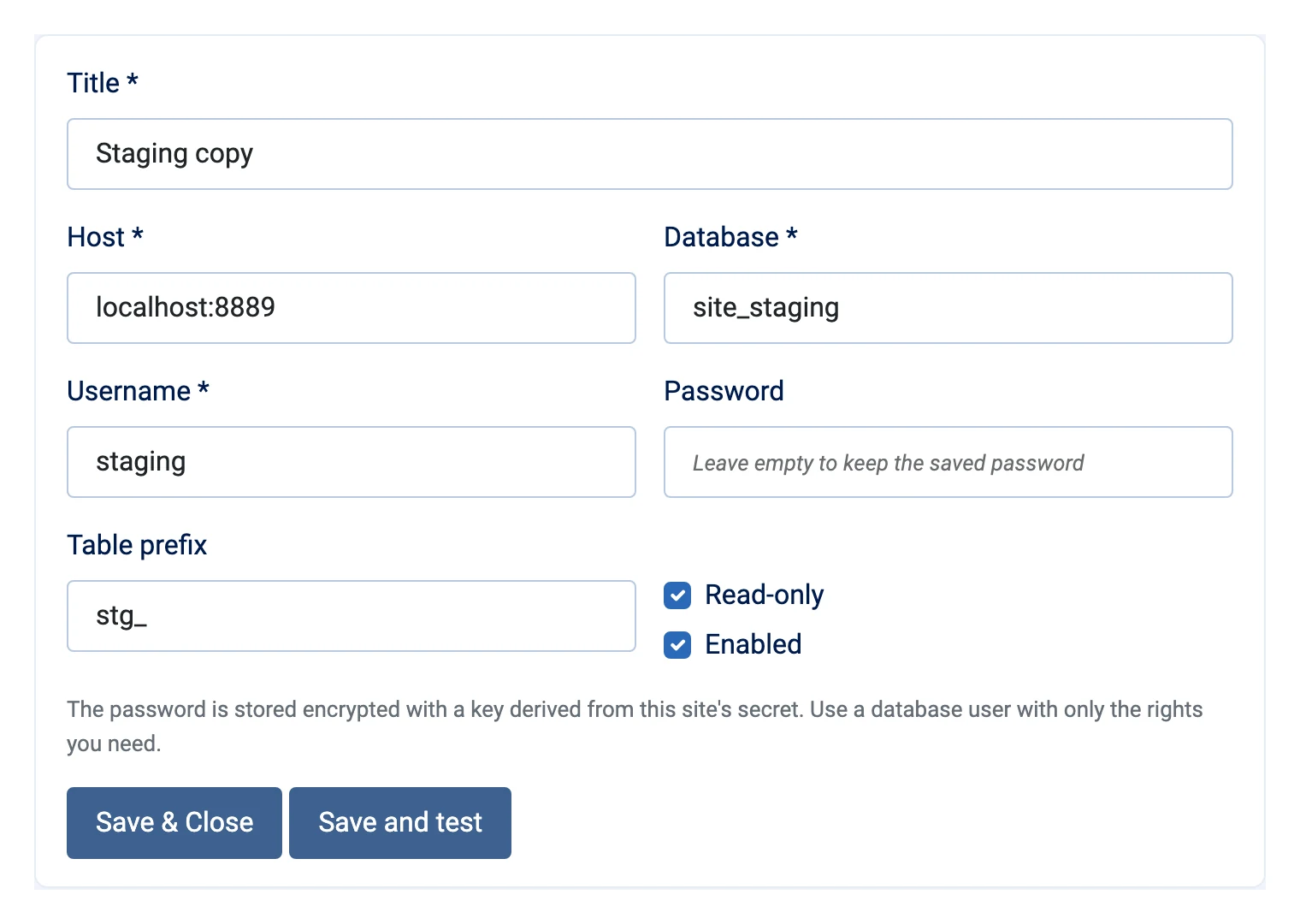 Connection form
