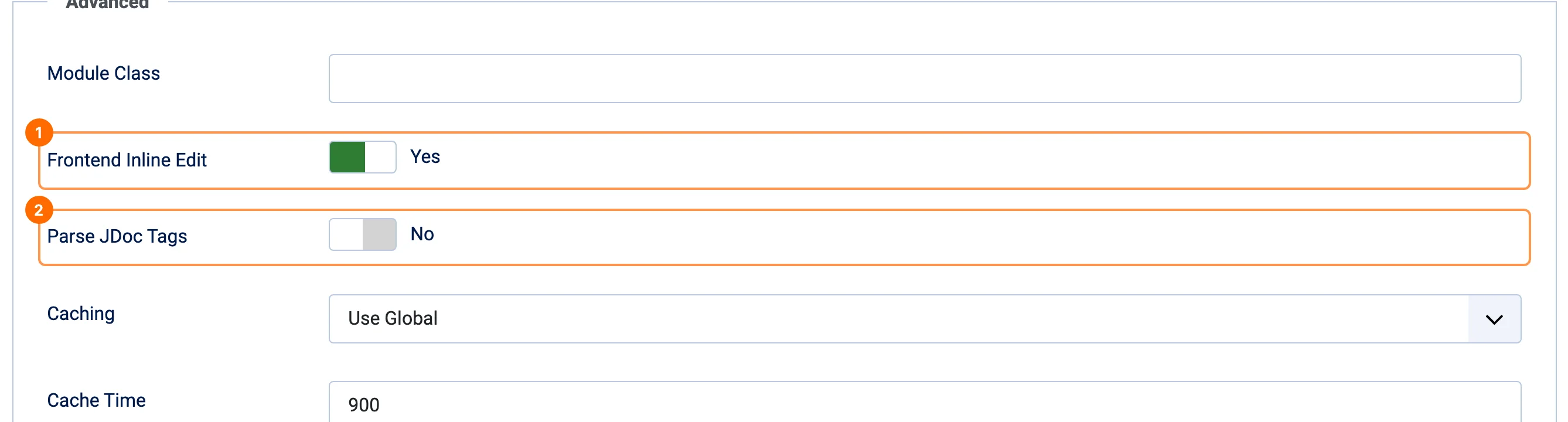 Advanced tab of the PX Content module