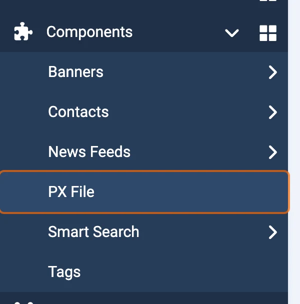 PX File in the Components menu