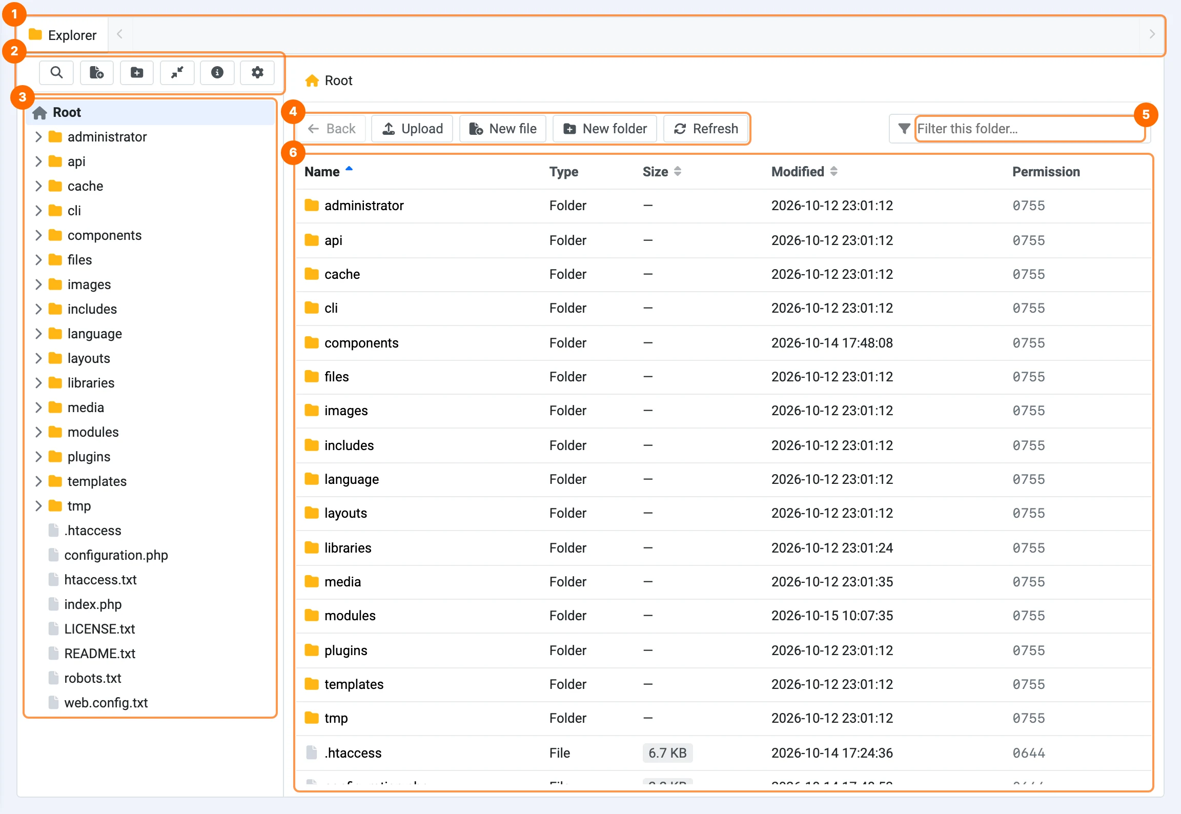 PX File Manager interface overview
