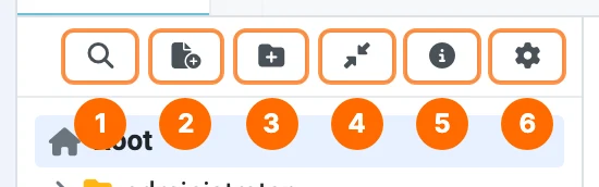 PX File Manager sidebar toolbar buttons