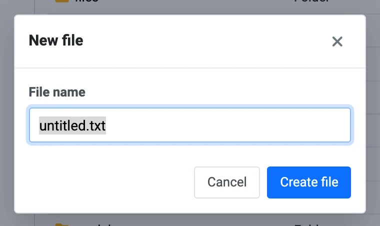New file dialog
