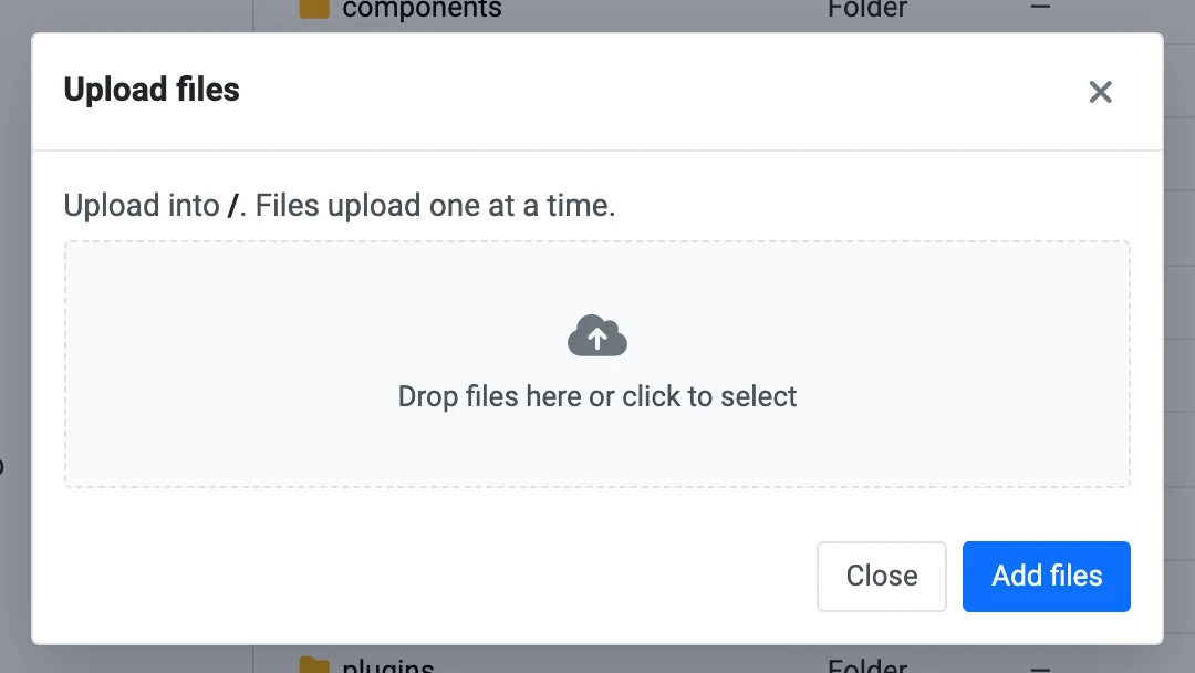 Upload files dialog