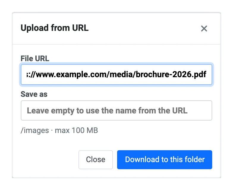 Upload from URL dialog