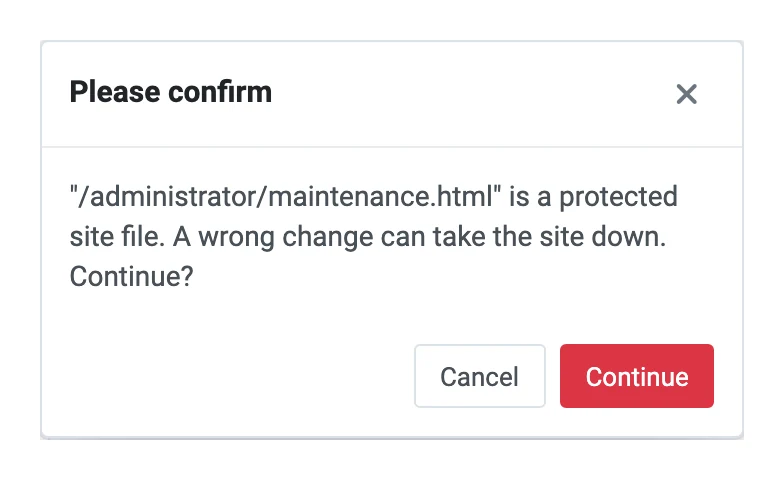 Confirmation before changing a protected file