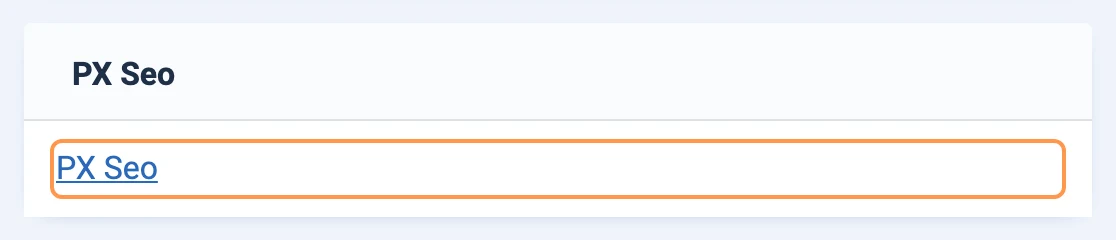 PX Seo on the Components dashboard