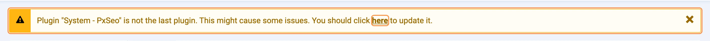 Warning: the PxSeo plugin is not the last plugin