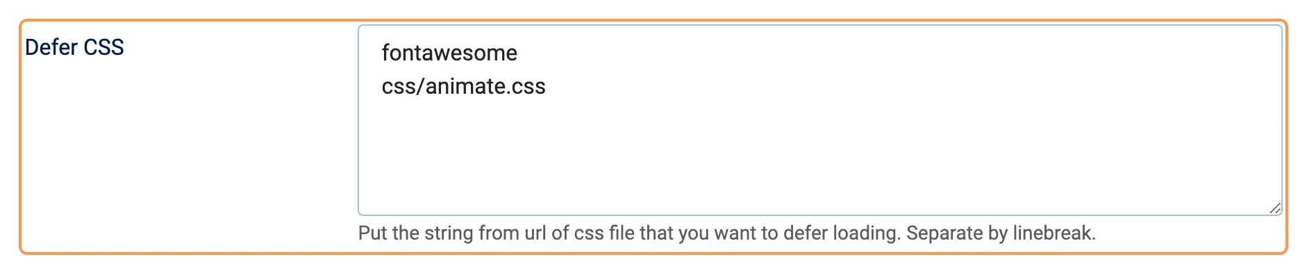 Defer CSS field with two entries