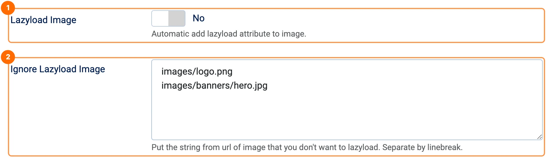 Lazyload Image switch and Ignore Lazyload Image list