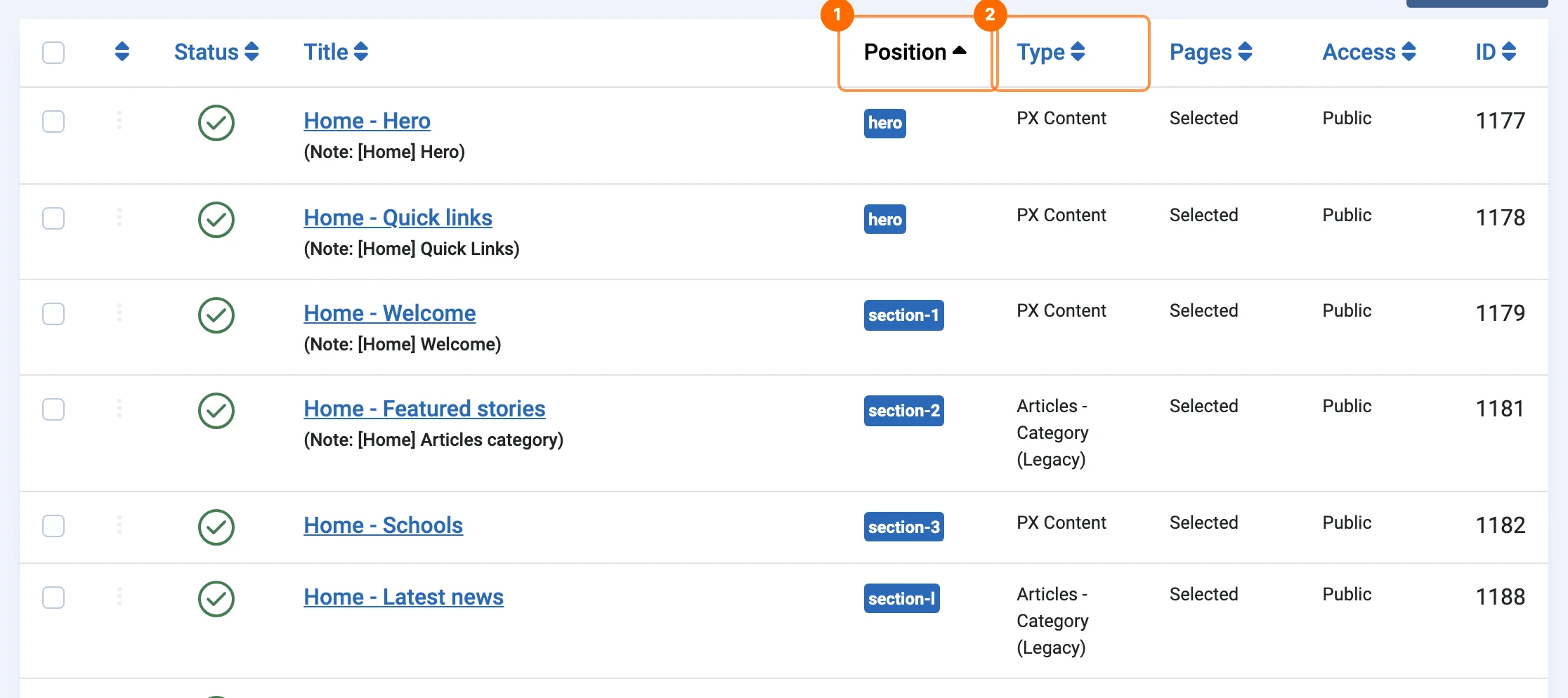 Home page modules in Site Modules