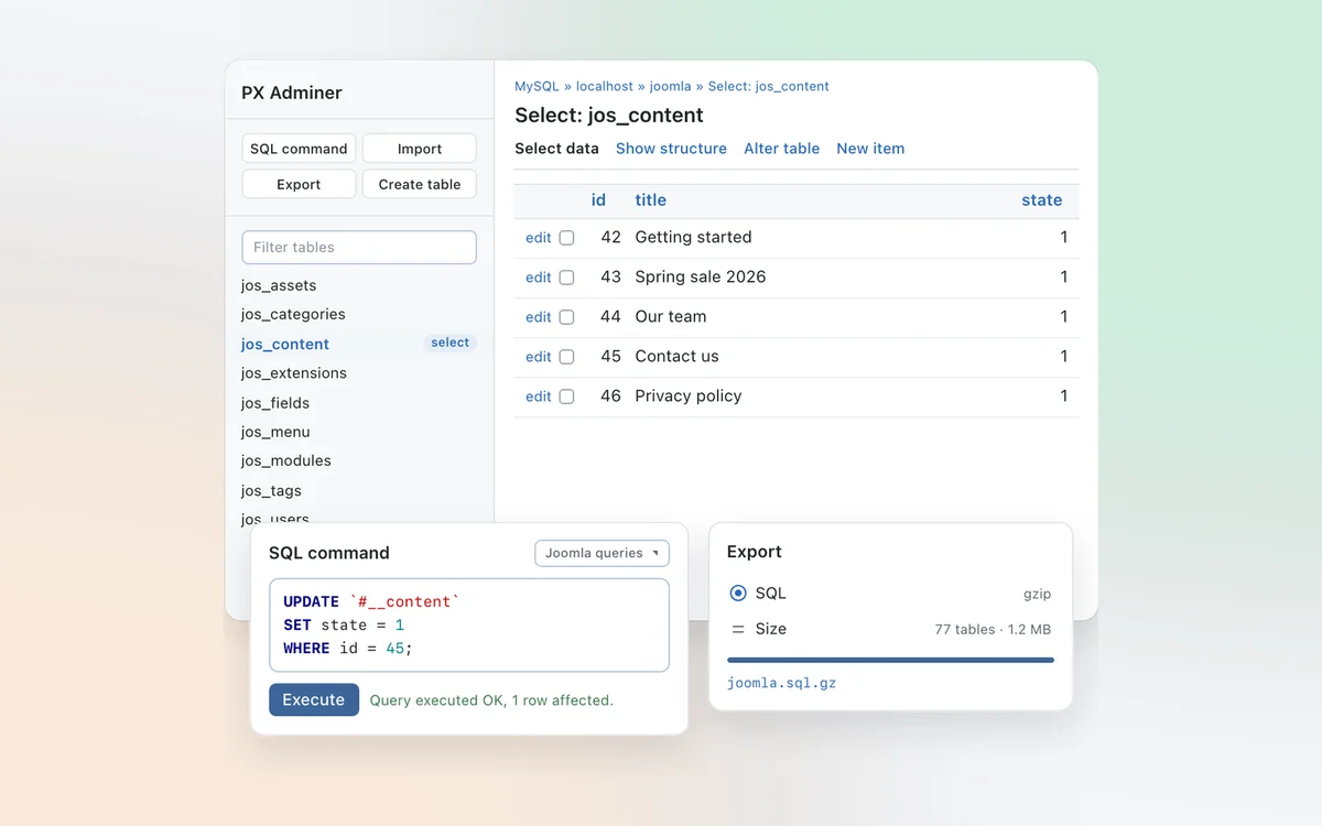 PX Adminer