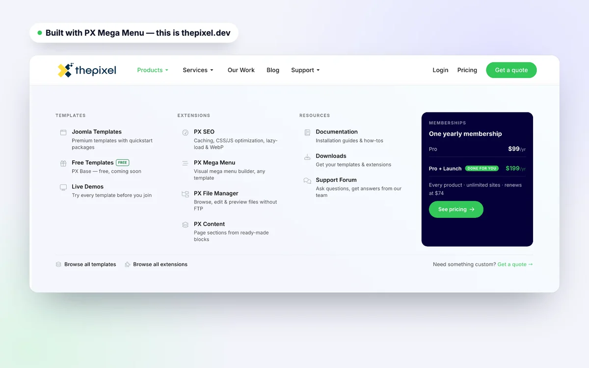 PX Mega Menu