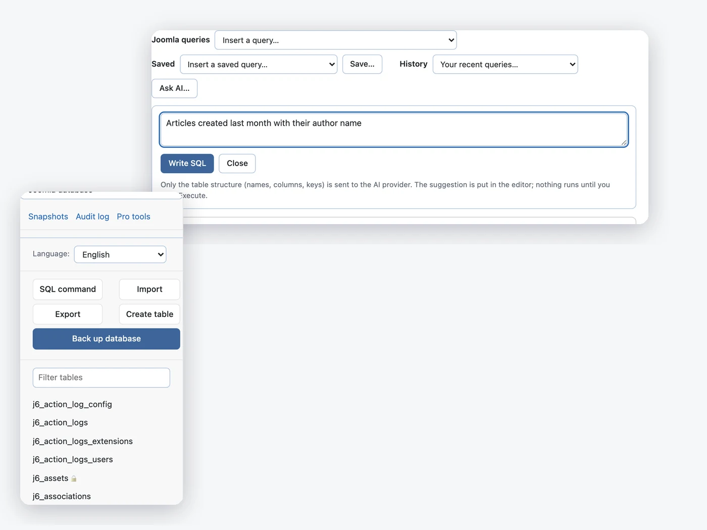 PX Adminer Pro: Saved queries, history and an AI SQL assistant
