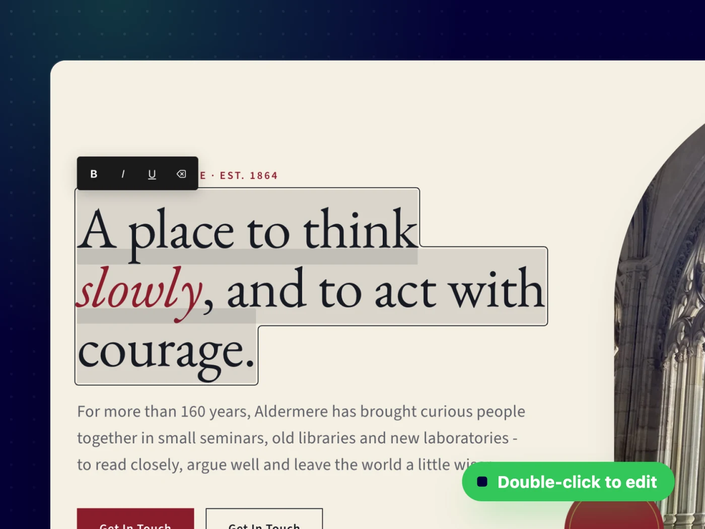 Double-click any text and type