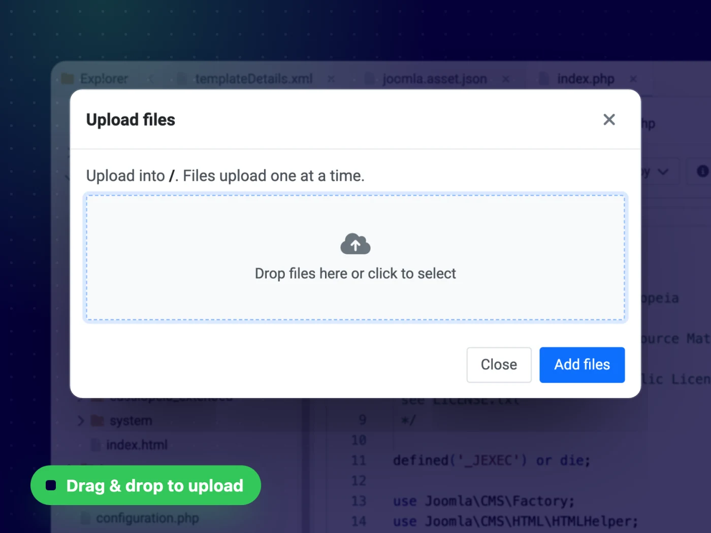 Upload, move and zip — without FTP
