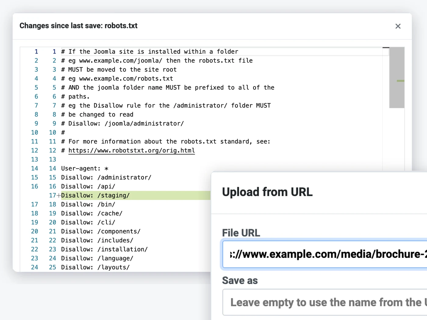 PX File Pro: Upload from a URL, compare before you save