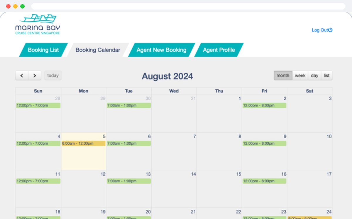 Agent portal booking calendar