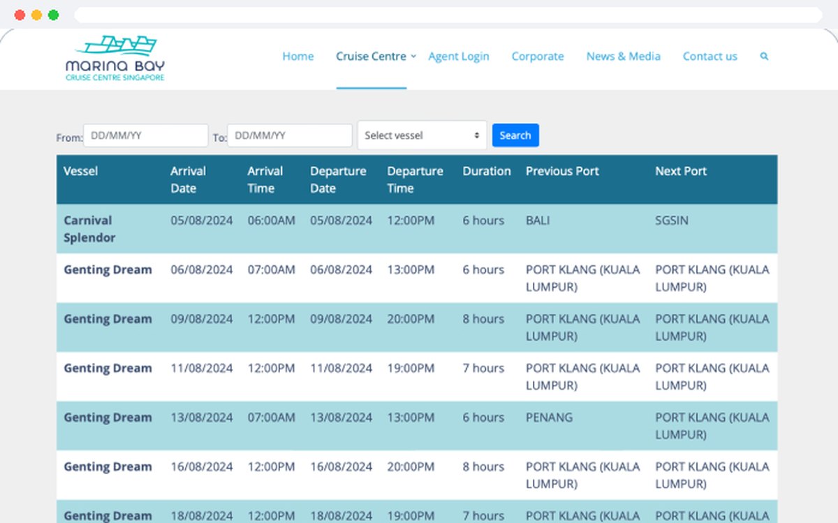 Cruise schedule