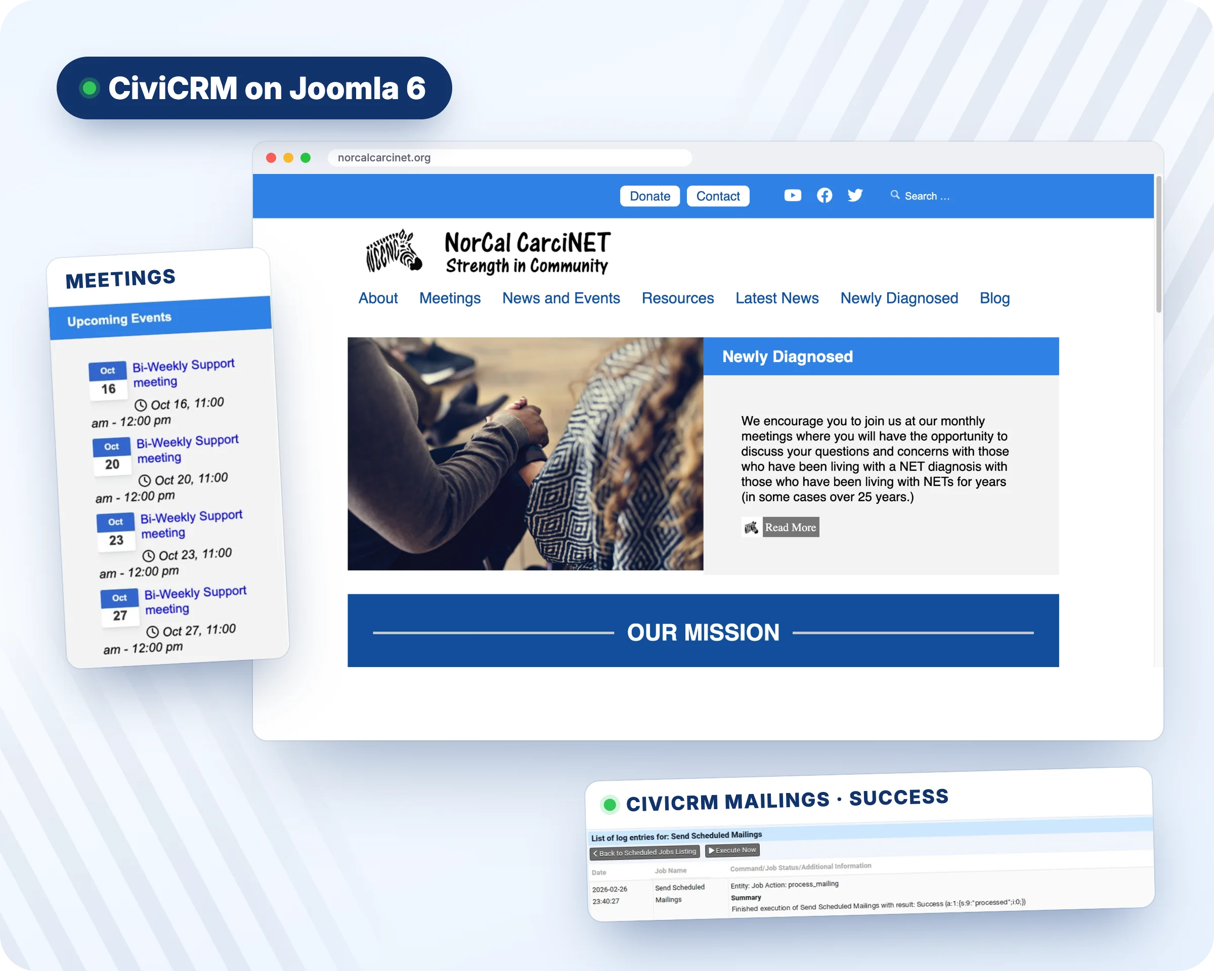 NorCal CarciNET Community website and CiviCRM back end on Joomla 6