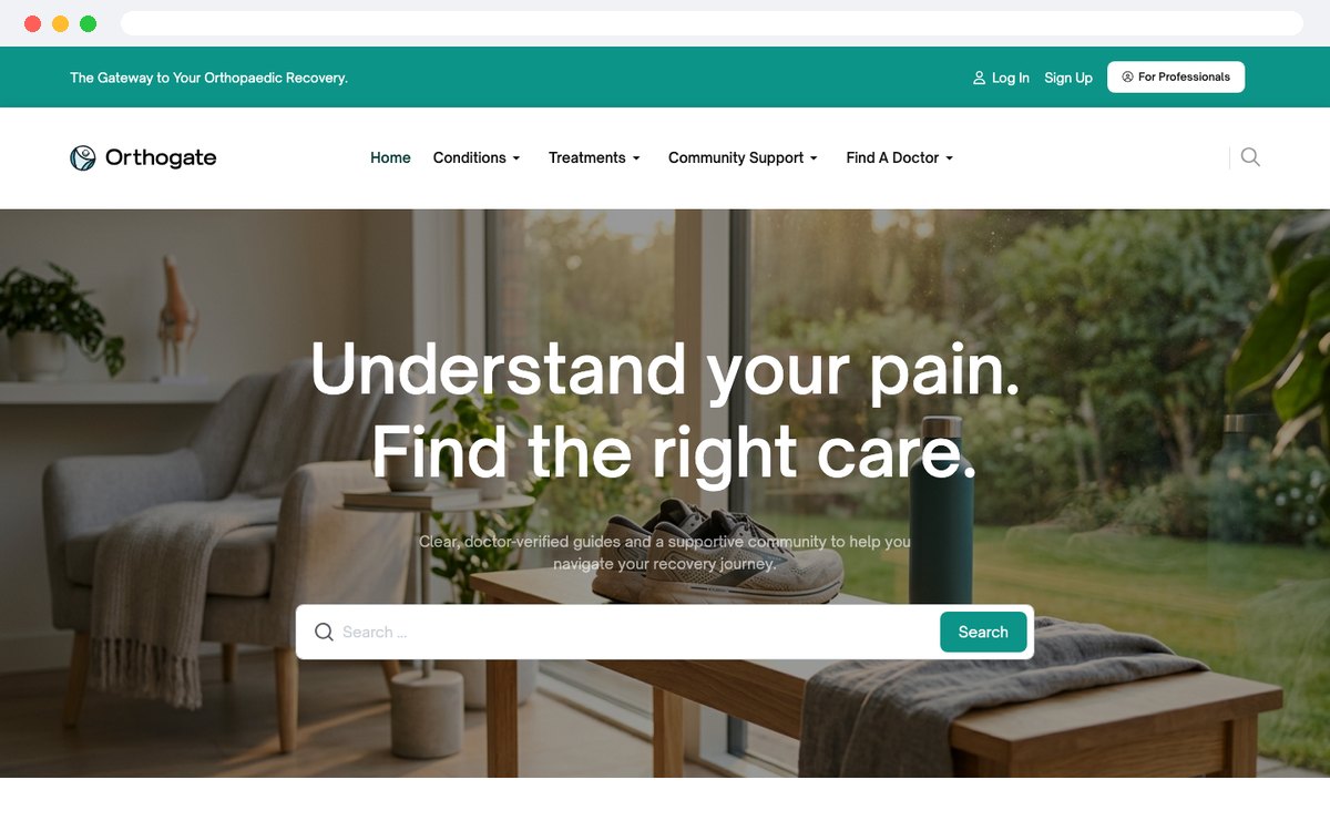Orthogate patient home page