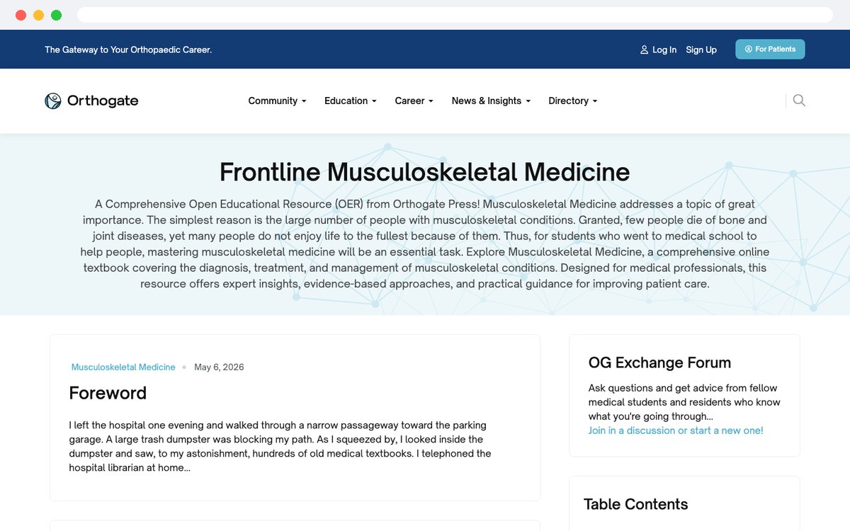 Frontline Musculoskeletal Medicine textbook