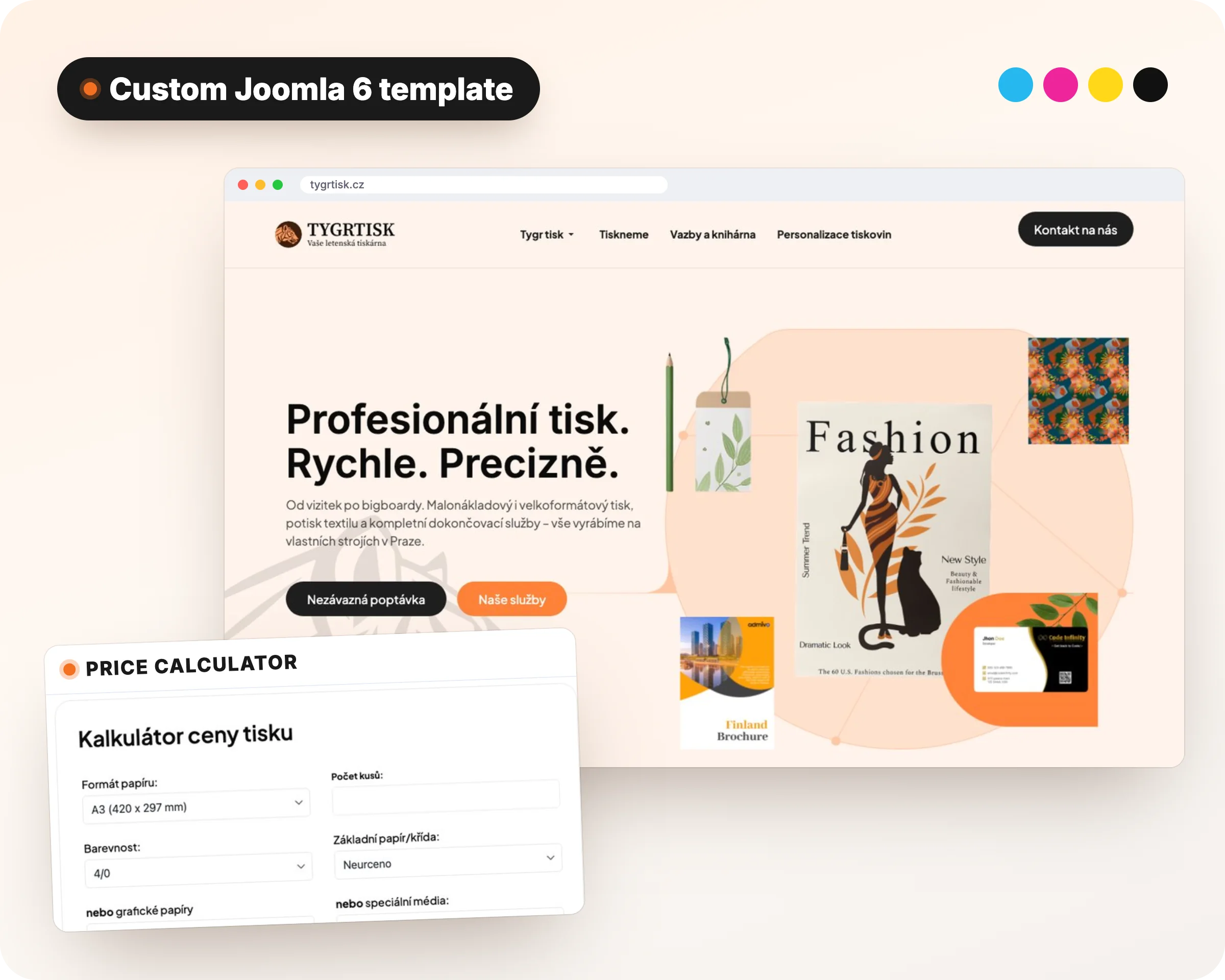 TYGR TISK website on Joomla 6, desktop and mobile