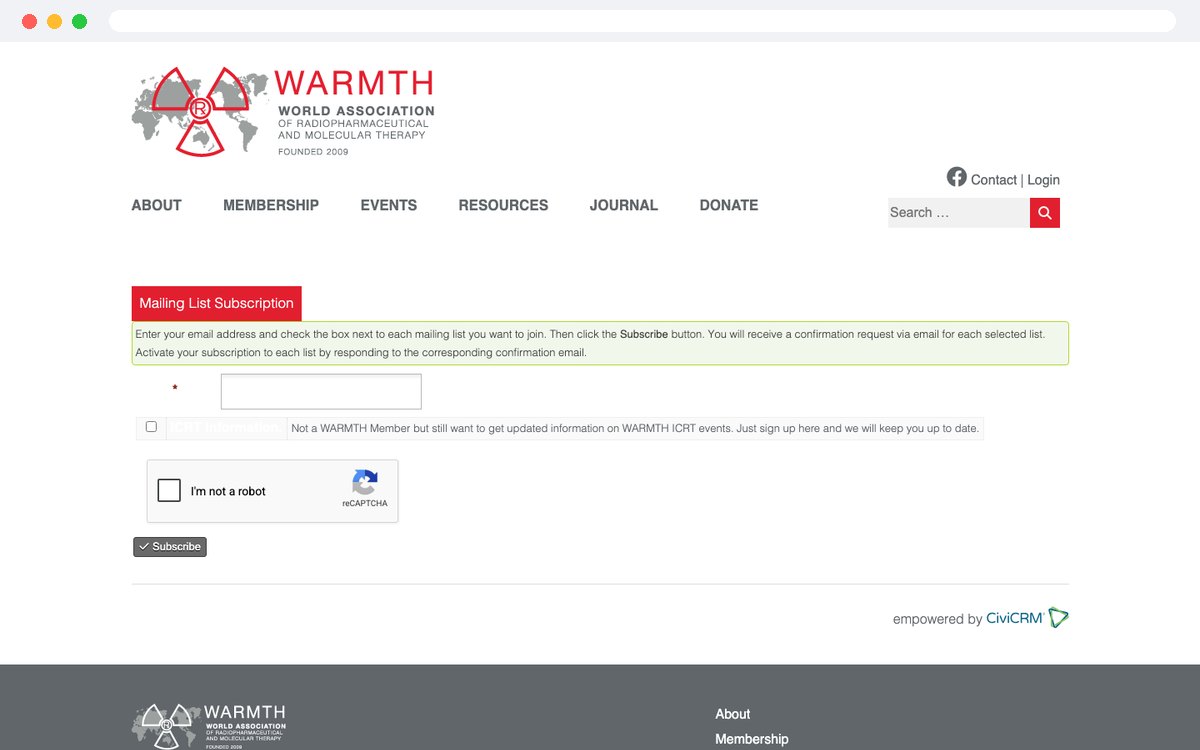 CiviCRM mailing list subscription
