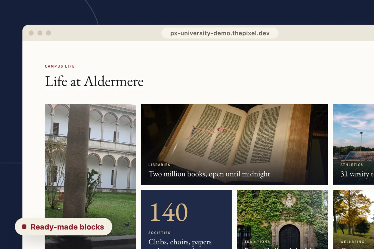 PX University – Ready-made content blocks