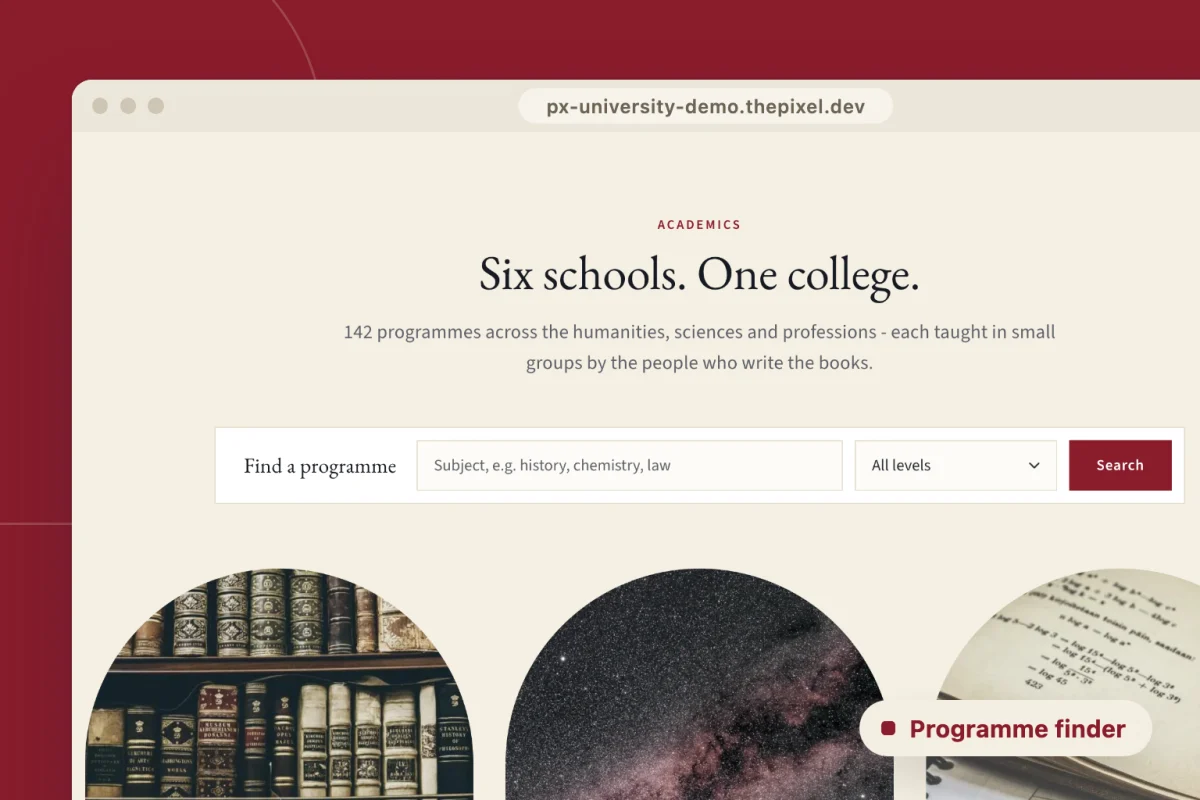 PX University – Six schools and a programme finder